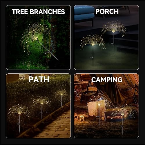 Miniatura 3 de Luces solares para exteriores, paquete de 2 150 LED, 50 cables de cobre, 2 modos de iluminación, luces de fuegos artificiales para exteriores