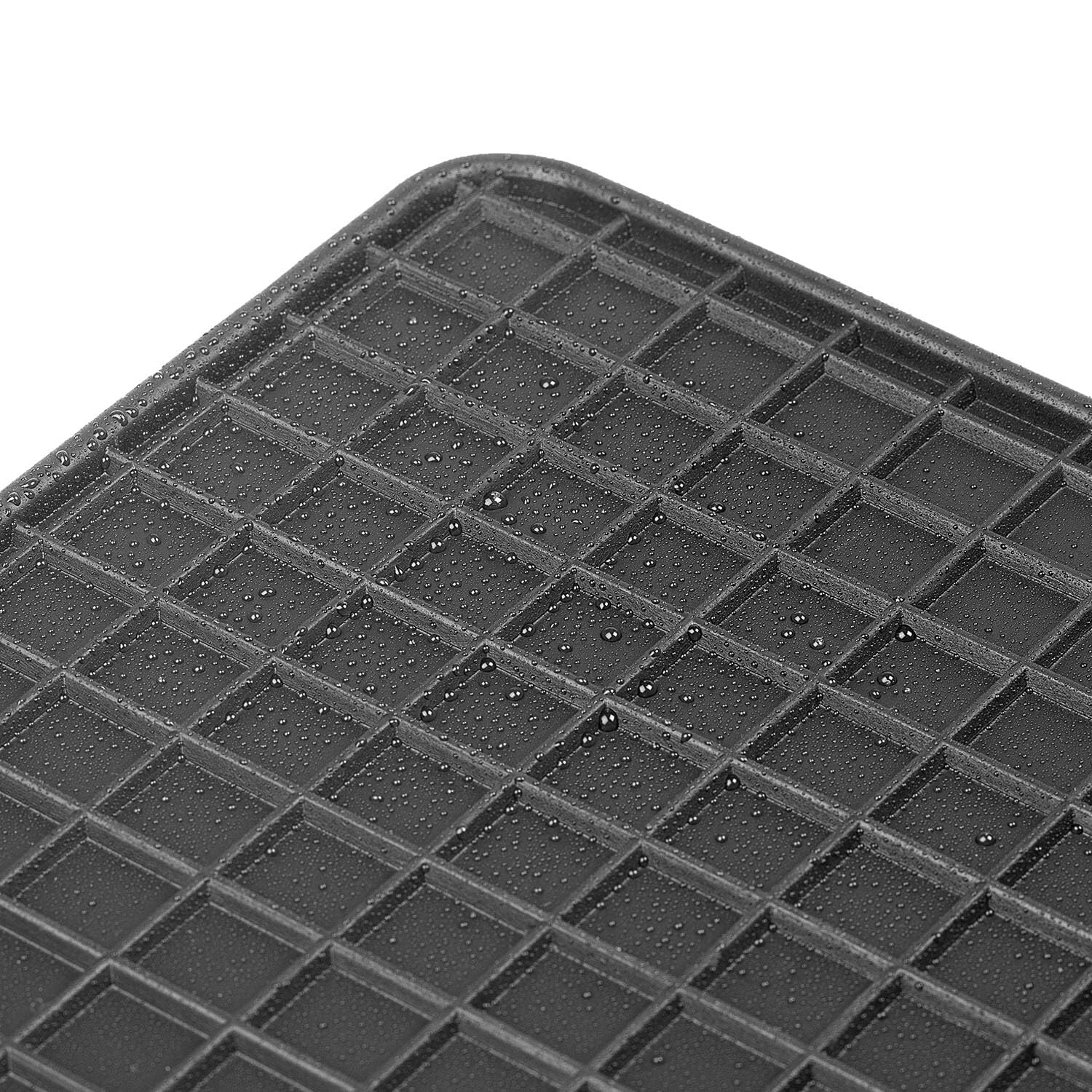 alca® Auto Gummifußmatte 4er-Set schwarz Universal zuschneidbar Gummimatten Gummi-Fußmatten Gummi mit Haltenoppen Fahrer Beifahrer vorne hinten