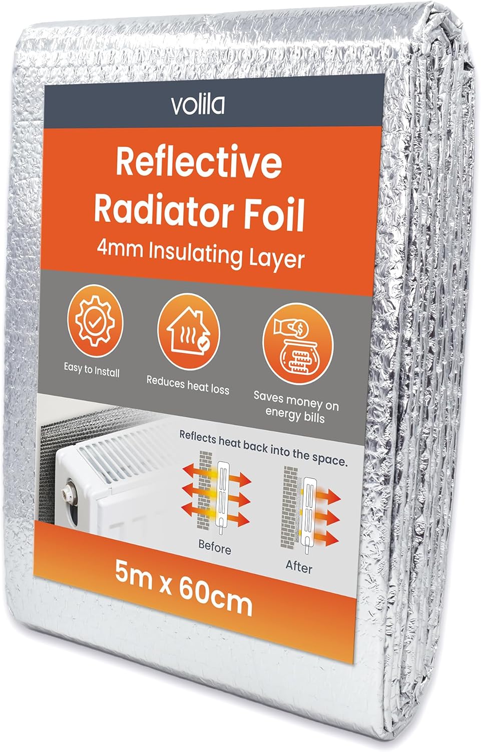 volila Radiator Reflector Foil 5m x 0.6m x 4mm Folded Insulation Foil