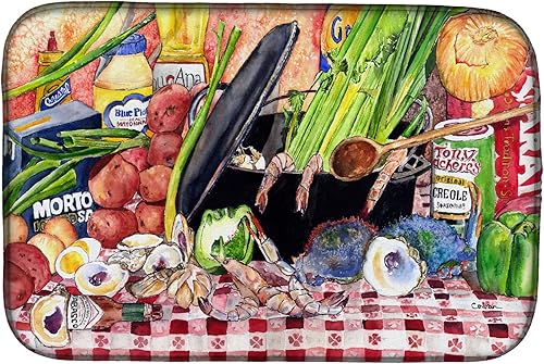 Caroline's Treasures 8825DDM Tapete de secado de platos de ensalada de gumbo y papa, tapete absorbente para secado de platos para encimera de