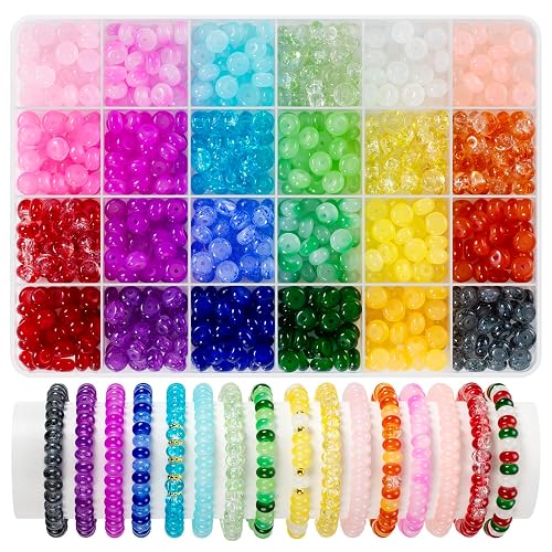 Funtopia Rondelle Glass Beads for Jewelry Making, 720pcs Abacus Glass