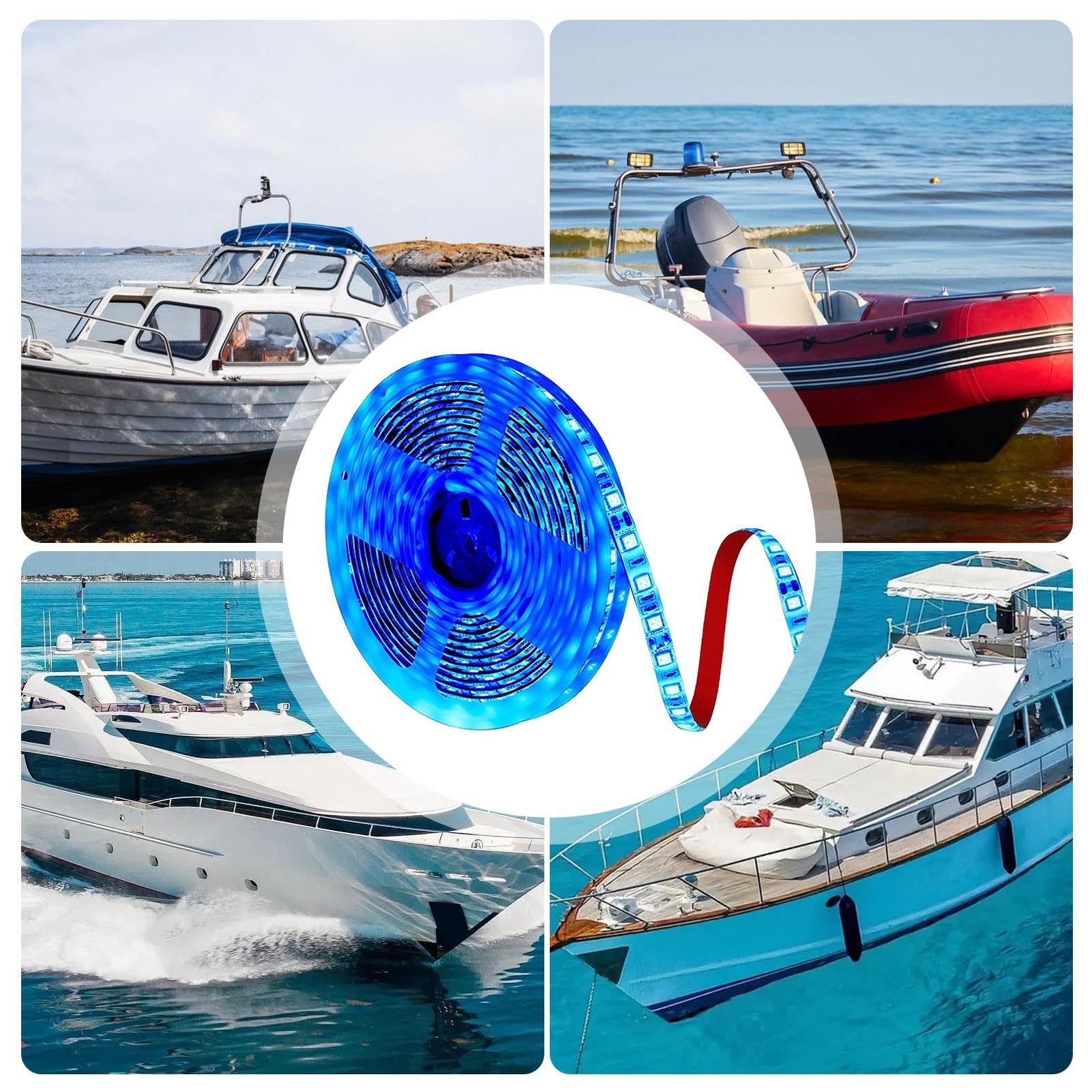 Tira de luces LED para barcos,Luces LED marinas | Luces LED para barcos Tira de luz negra de 5 m/16,4 pies,Luces impermeables para yates, luces interiores decorativas para kayak, coche, barco, yate