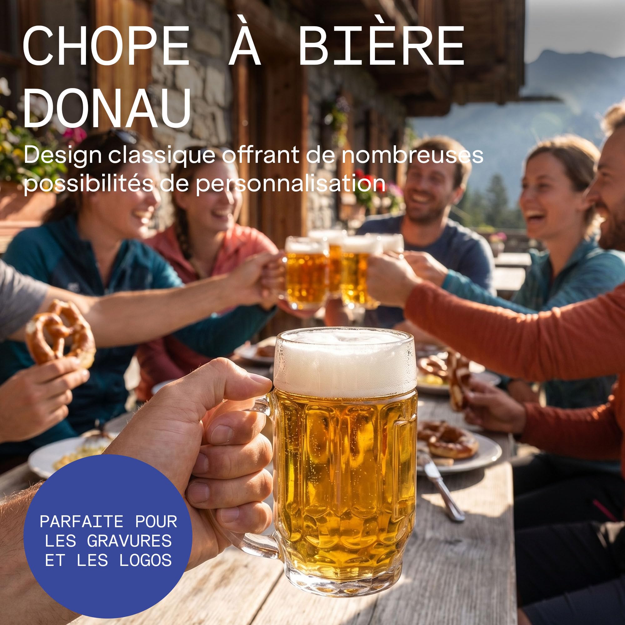 Oberglas DONAU Chopes à Bière Lot de 6, 500 ml | Chope classique avec grand cartouche à graver | Idéal pour Lager, Märzen & Bock | Verre horeca robuste | Cadeau lavable au lave vaisselle maison