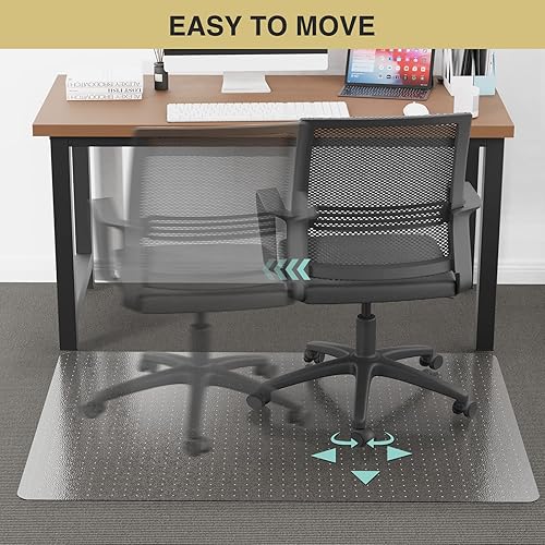 Miniatura 4 de Tapete de 36 x 48 pulgadas para silla de oficina, tapete transparente para silla de escritorio para alfombra de pelo mediobajo, tapetes resistentes