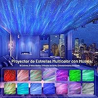Vista 2 de Rossetta Proyector de estrellas, luz nocturna LED, proyector Aurora Galaxy con altavoz Bluetooth, ruido blanco, temporizador y control remoto