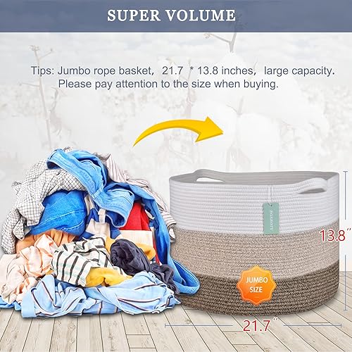 Miniatura 182 de Cesta de manta extragrande de 87 litros, cesta de lavandería, cesta de guardería para almacenamiento de juguetes, ropa y toallas, cesta grande