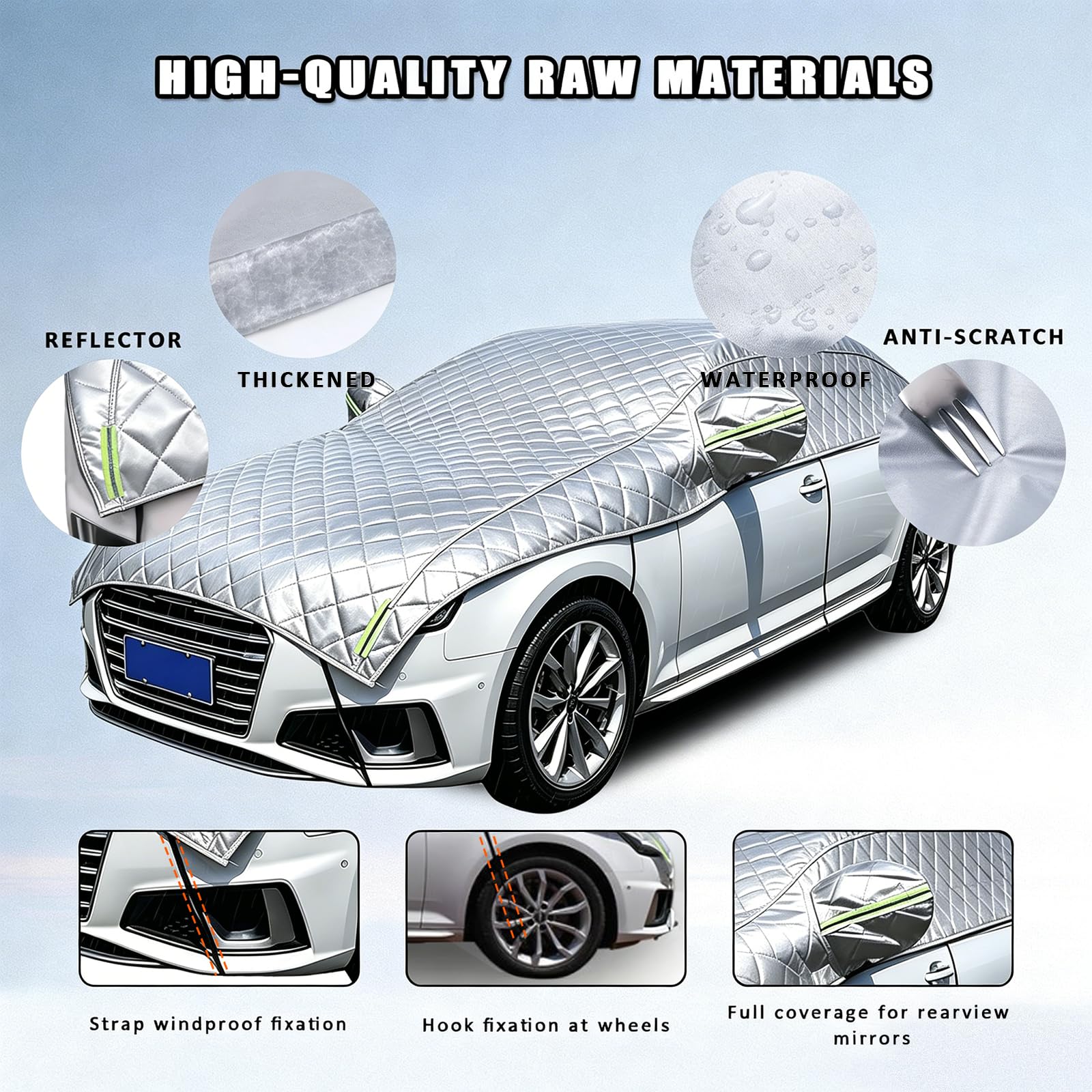 Housse Voiture Anti Grele pour Suzuki Swift 1983-2025, Demi-Housse Auto Protection Imperméable Grele Rayure, Tous Temps Extérieur Voitures, Convient à Toutes Les Saisons