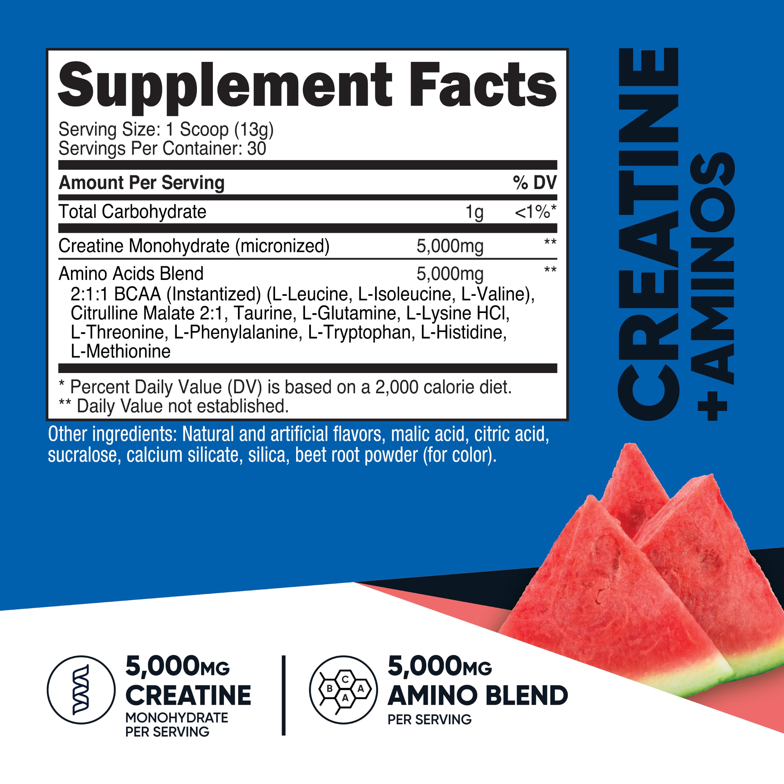 Nutricost Creatine + Aminos (Watermelon Flavored) 30 Servings, Gluten-Free — Amazon image 2