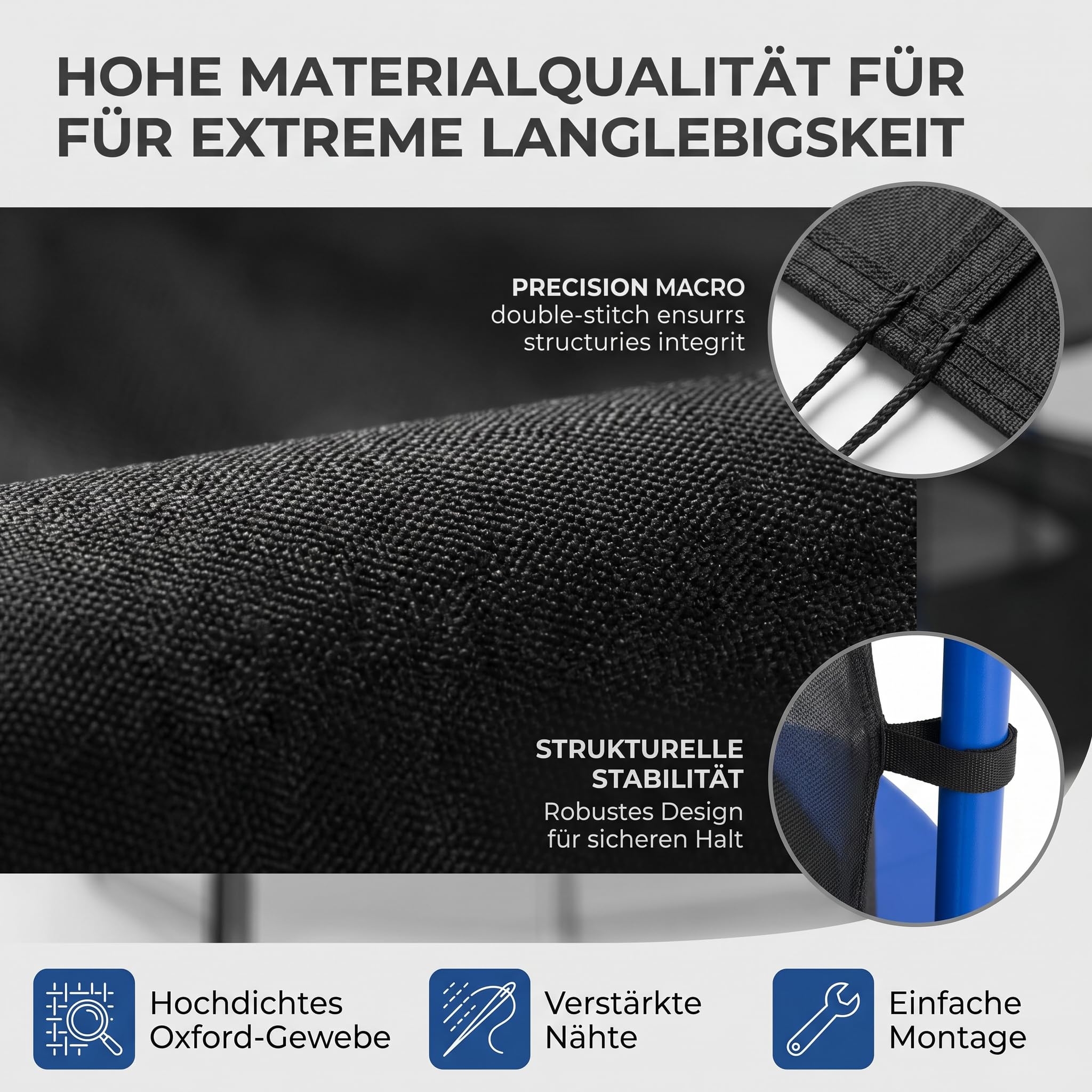Copertura per tappeto elastico, protezione solare, diametro 305 cm, per 8 aste, rete 305, resistente ai raggi UV, impermeabile
