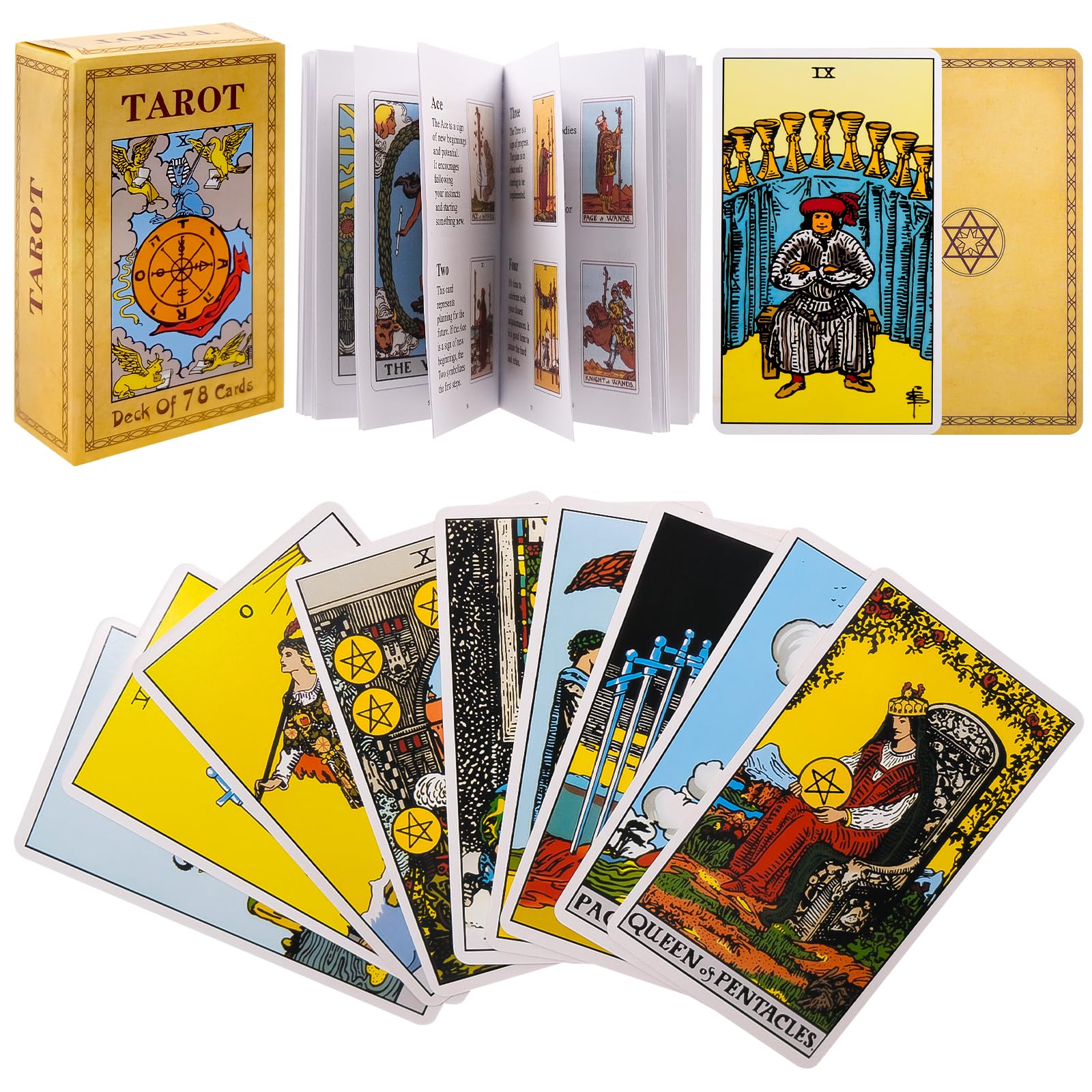 Tarot Cards for Beginners – Classic Tarot Deck with Meanings on Them Yes or No Astrology Planets and Chakras