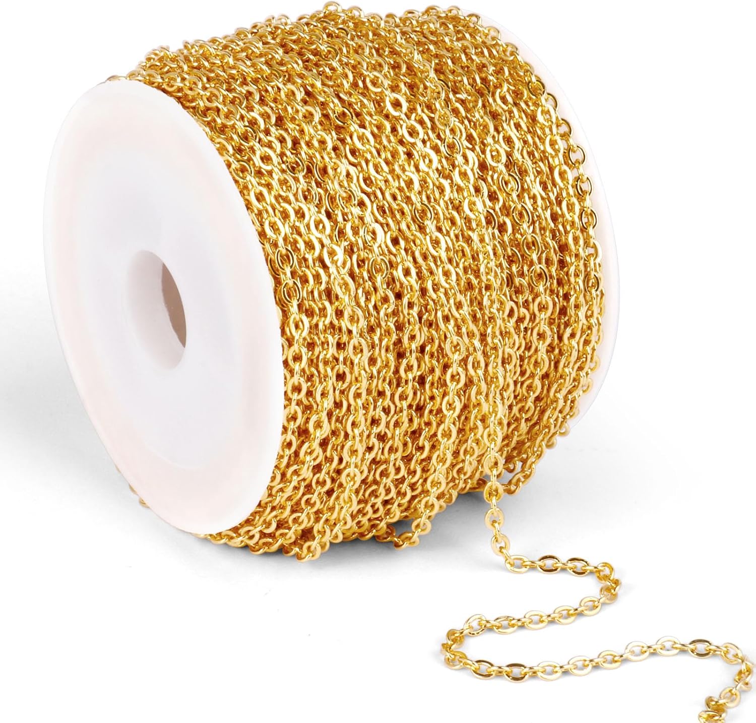 66 Feet Colorful Stainless Steel Cable Chains Bulk, 1.5 mm 304 Stainless Steel Multi Color Flat Cable Links Chain Roll Spool for Jewelry Making DIY Craft