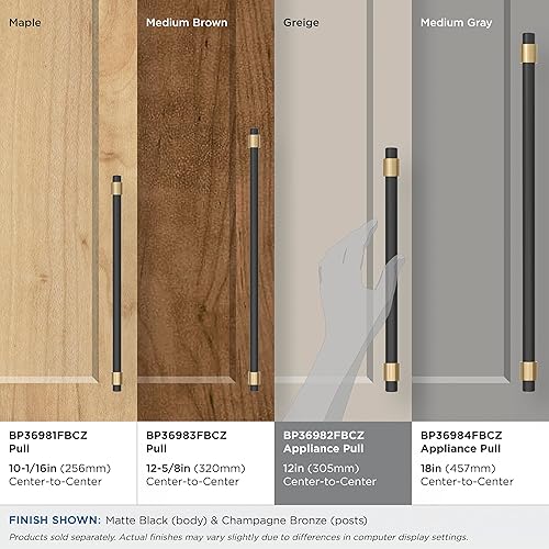 Miniatura 10 de Amerock BP37385FBG10  Tirador de gabinete de níquel satinado negro mate  Mango de gabinete de centro a centro de 3 pulgadas (2.992 in)  Fusión