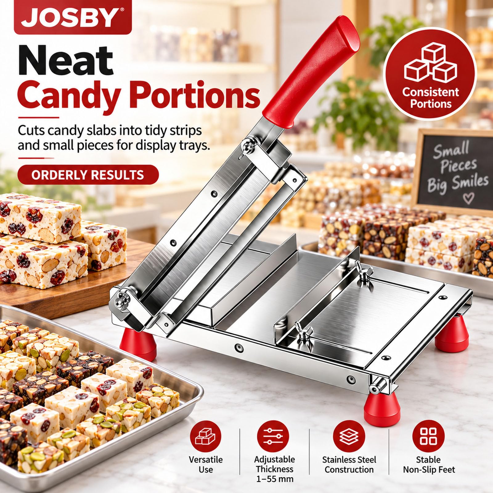 Máquina Cortadora De Dulces Manual, Herramienta De Acero Inoxidable Para Cortar Barras De Turrón, Con Grosor Ajustable De 1 A 55 Mm Y Almohadillas Antideslizantes, Para Turrón