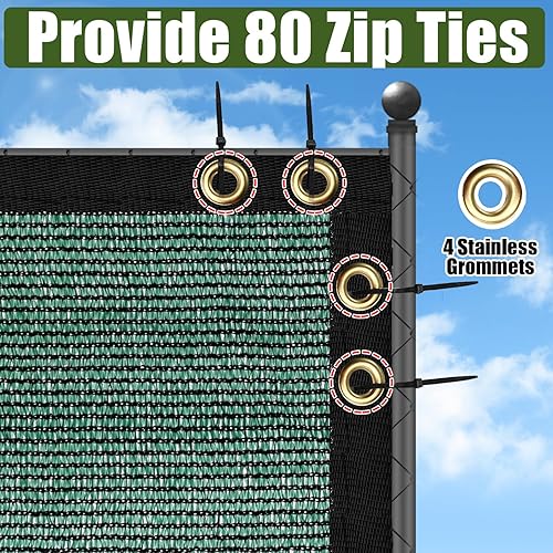 Miniatura 11 de Black 4FT X 50FT Outdoor Privacy Screen Fence & Mesh Shade Net Cover, Ideal for Garden and Backyard - Enhances Privacy for Fencing & Chain Link