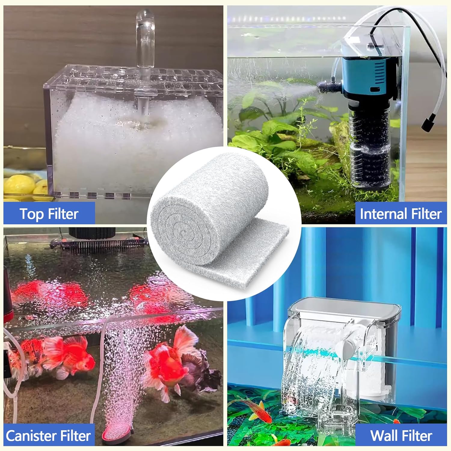 Aquarium Filter Media Floss, 12” x 144" Cut to Fit Fish Tank Filters for Crystal Clear Water Material Pond Pad for Freshwater, Saltwater, Turtle Tanks, Reef & Koi Ponds