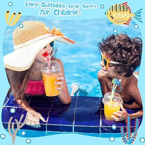 Miniatura 7 de Paquete de 10 puntas de popote de silicona para criaturas acuáticas, tapas reutilizables para pajillas de mar, tapas de pajilla, lindas tapas a