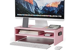 BONTEC Pink Monitor Stand Riser - Keep Your Desk Organized
