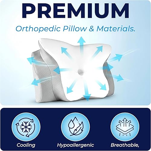 Miniatura 4 de YESINDEED Almohada refrescante para aliviar el dolor soporte cervical para dormir, diseño de espuma viscoelástica contorneada para dolor de cuello y