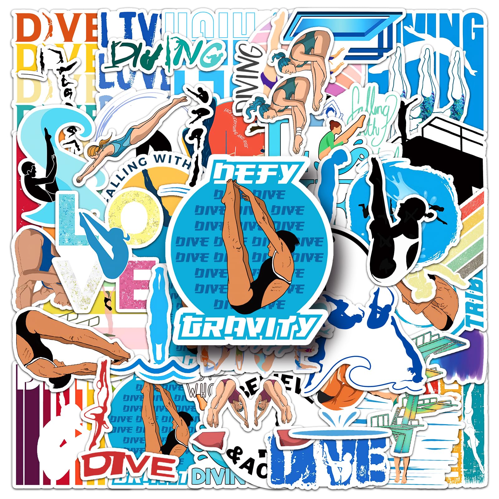 Scuba Diving Sports Stickers,50Pcs Waterproof Diver Dive Stickers for Scrapbooking Water Bottles Laptops Helmets Suitcase Lugguage Cars Skateboards - Image 3