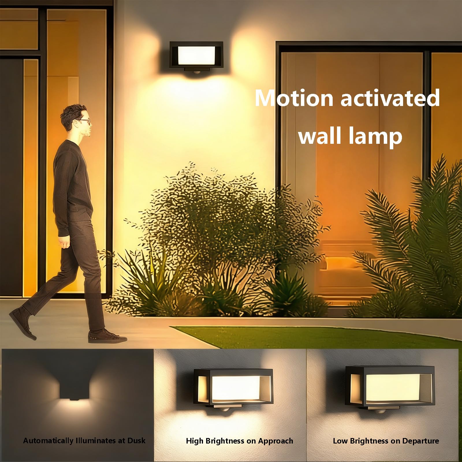 LED Solar Exterior Apliques de Pared con Sensor de Movimiento Lámpara de Pared Solar Recargable Iluminación de Pared Impermeable IP65 para Jardín Valla Patio (Luz Cálida,2 Piezas)