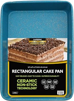 casaWare 13 x 9 x 2-inch Ultimate Series Commercial Weight Ceramic Non-Stick Coating Rectangular Cake Pan Blue Granite