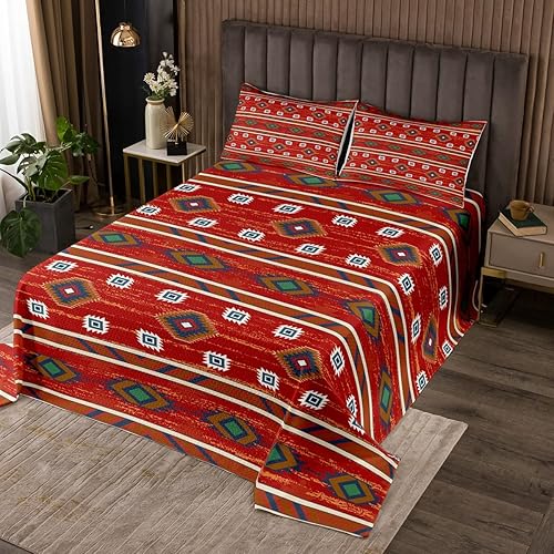 Vista 23 de Erosebridal Ethnic Tribe Feather Coverlet Set Geometric Aztec Bedspread,Western Quilted King African Tribe Arrow Retro Vintage Exotic Geometric