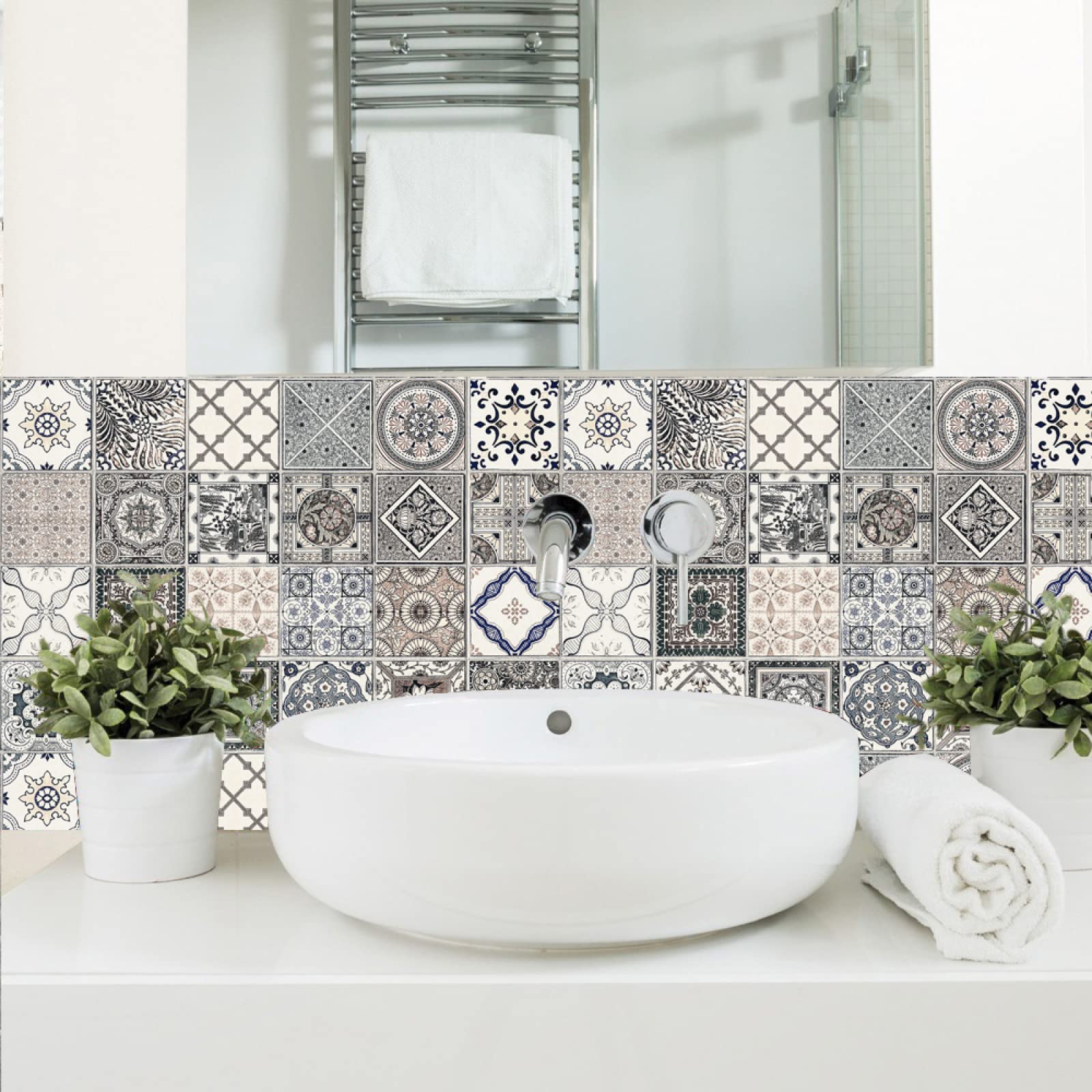 RE-COVERTILES - 36 stuks Tegel Sticker 10x10 cm PS00156 Wandmozaïek cementtegellijm voor badkamer en keuken Peel and Stick RE-COVERTILES - 36 stuks Tegel Sticker 10x10 cm PS00156 Wandmozaïek cementtegellijm voor badkamer en keuken Peel and Stick