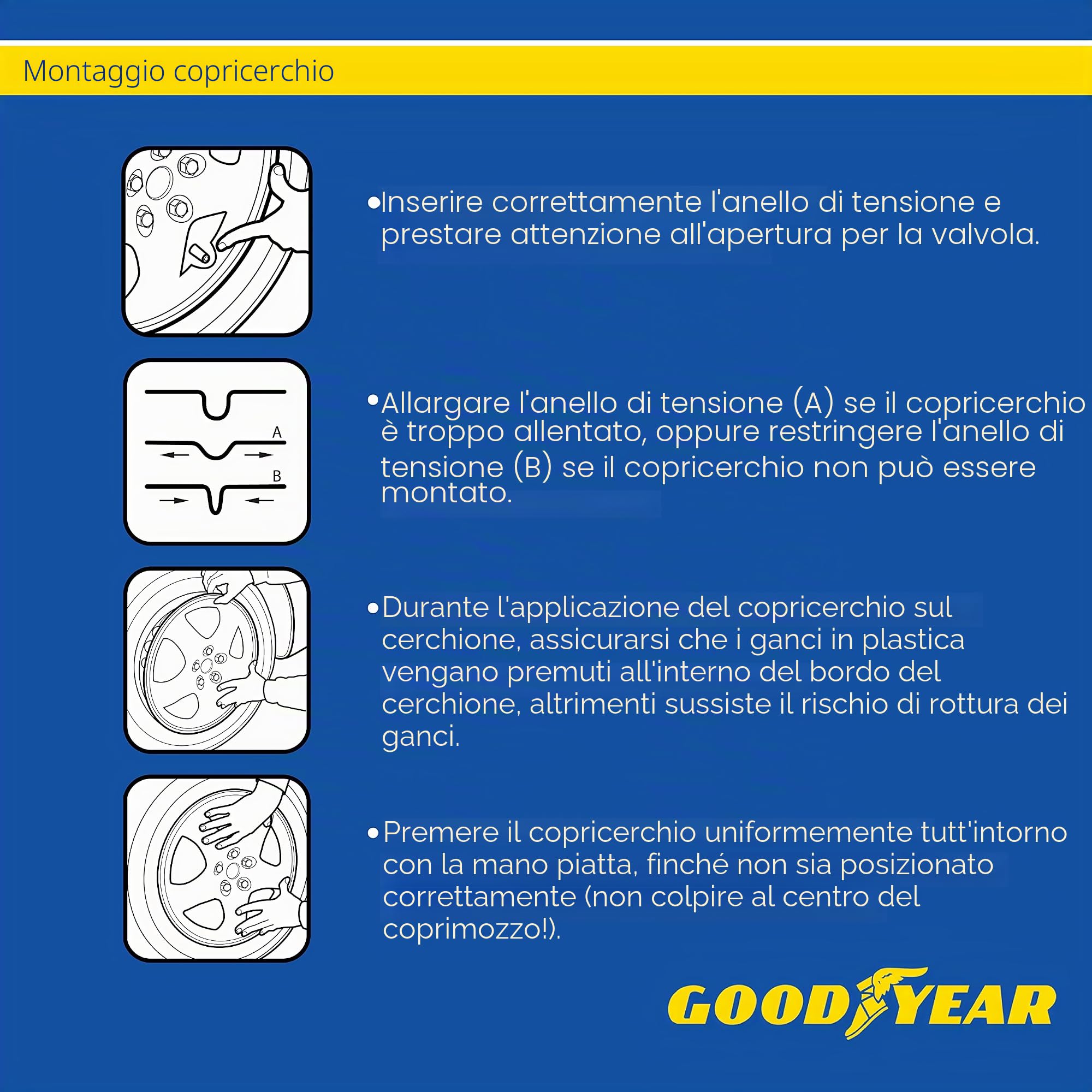 Goodyear Memphis Carbon - Copricerchi per Auto, Set da 4 Pezzi, 40,64 cm, Colore: Nero/Argento