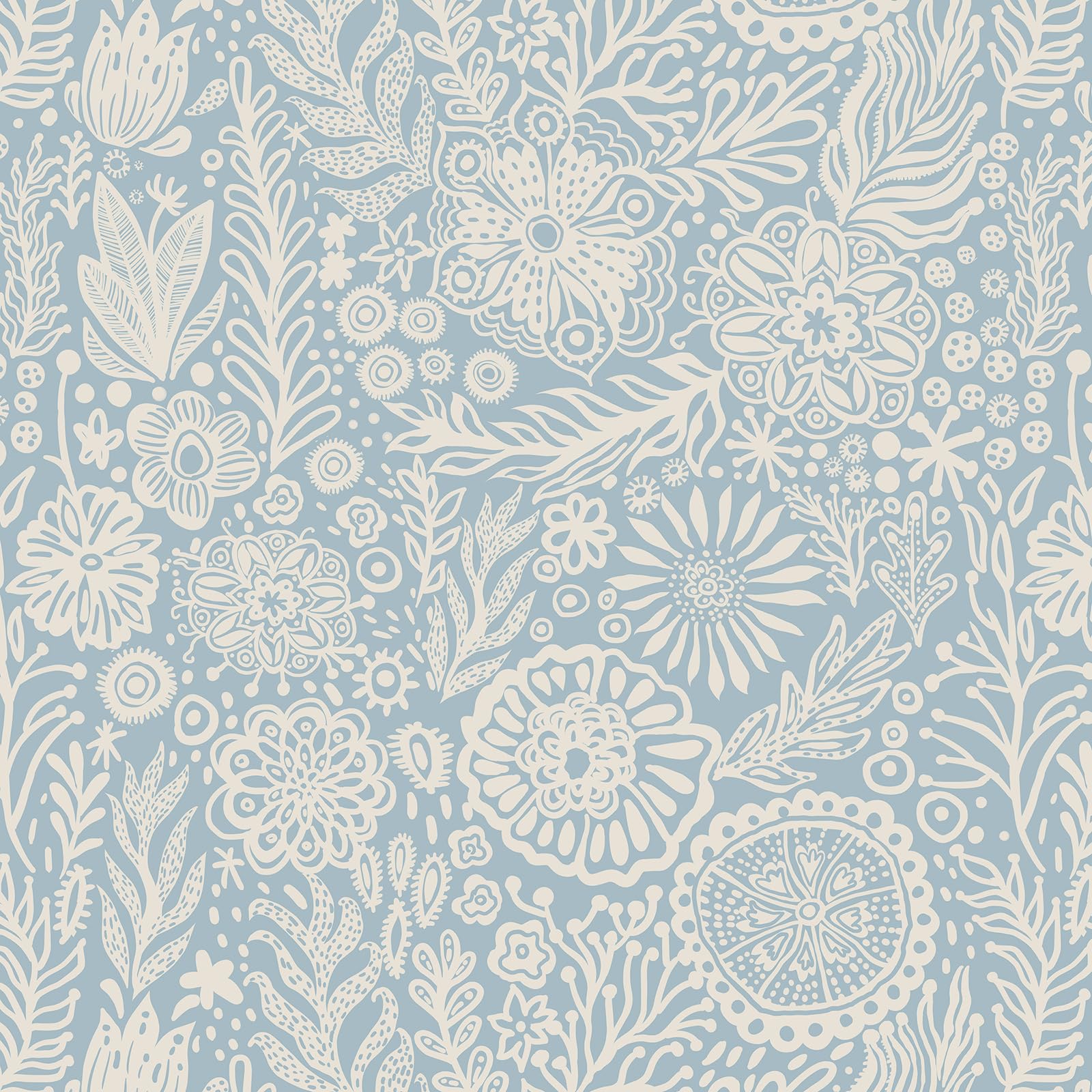 CiCiwind Peel and Stick Wallpaper 44CM×3M White Blue Self Adhesive Wallpaper Floral Contact Paper Waterproof Sticky Back Plastic Removable Vinyl Wrap for Wall Cabinet Decor