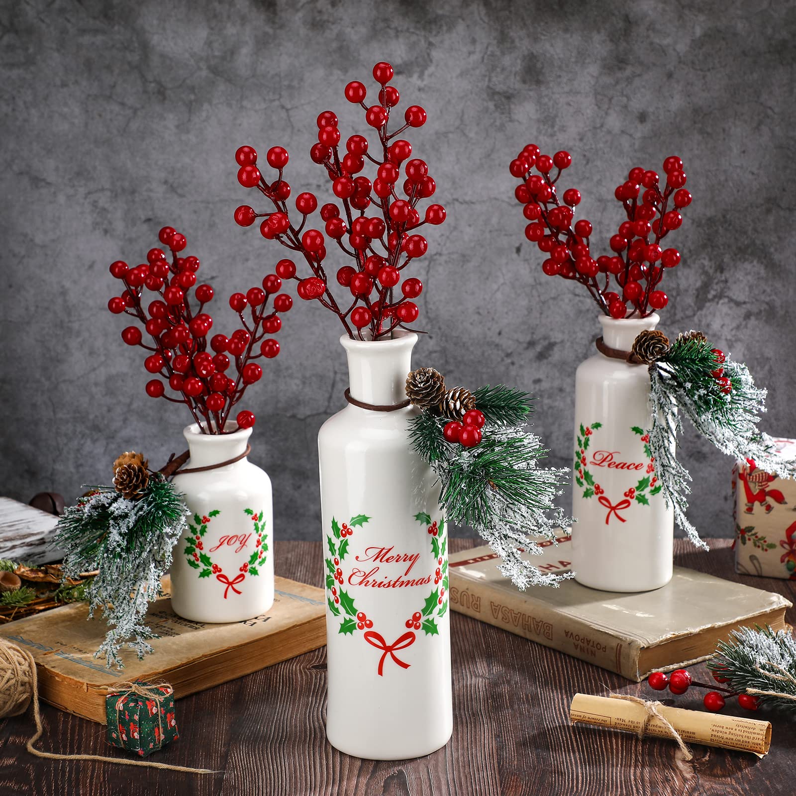Eaasty Christmas Ceramic Vase Xmas Flower Vase Ornament for Table