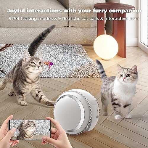 Miniatura 3 de KITPLUS Cámara para gatos, cámara para gatos para interiores con aplicación de teléfono, audio bidireccional que se mueve libremente con WiFi,