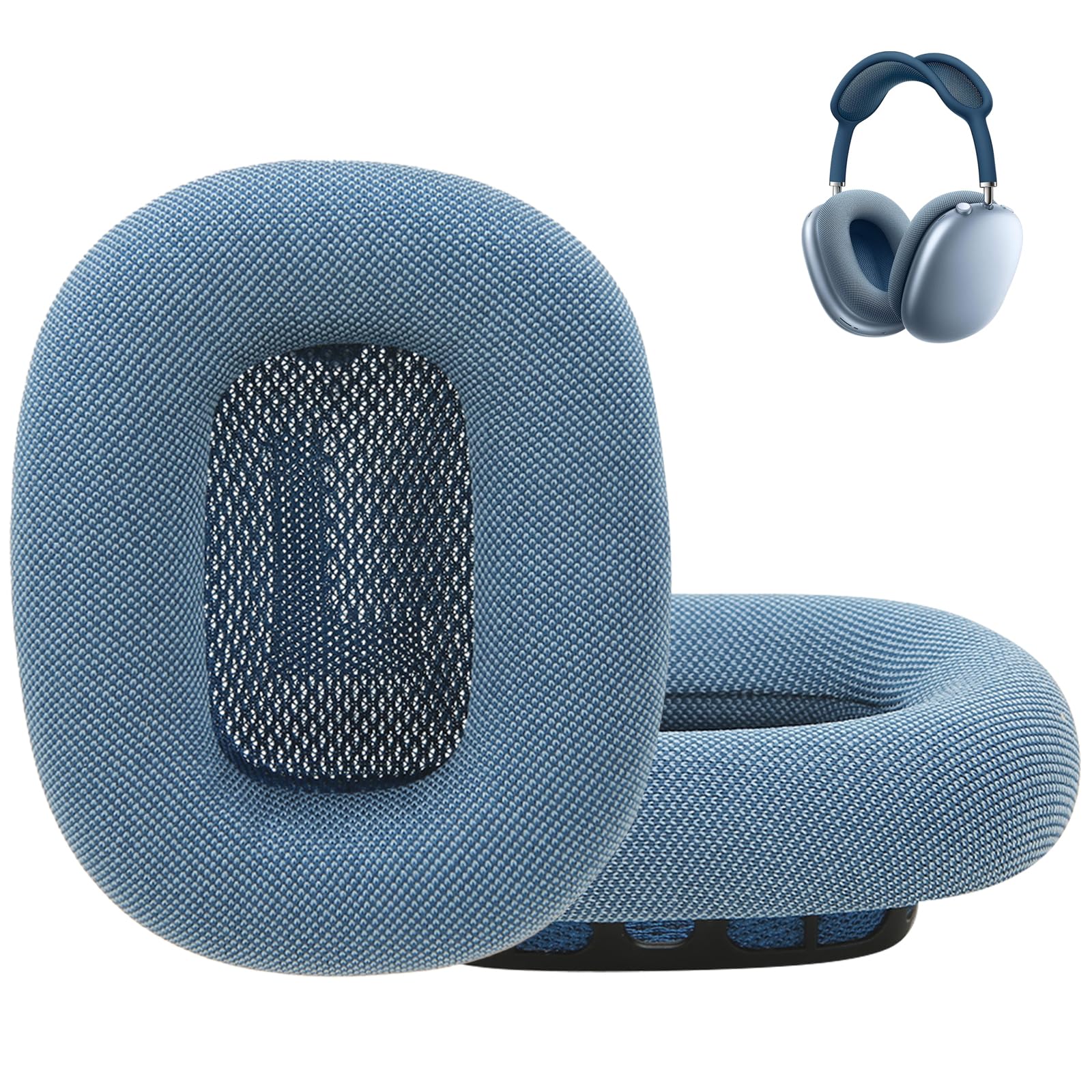 Ear Pads Compatible with Apple AirPods Max Headphones Replacement Fabric Ear Pads Covers with Memory Foam and Magnet Sky Blue