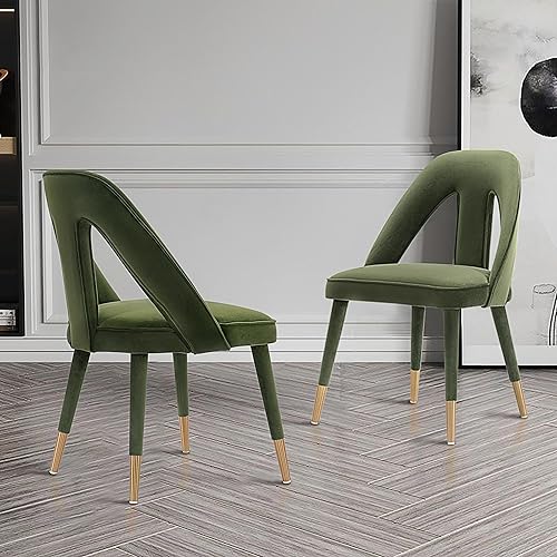 Miniatura 2 de Manhattan Comfort Neda - Sillas de comedor modernas de terciopelo con elegante diseño de respaldo en forma de T, acolchado de espuma de alta Verde
