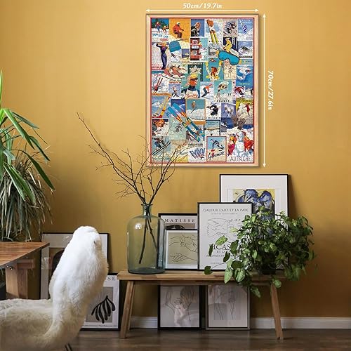 Miniatura 4 de Rompecabezas de esquí vintage de 1000 piezas, rompecabezas de invierno para adultos de 1000 piezas, rompecabezas retro para vacaciones de esquí como