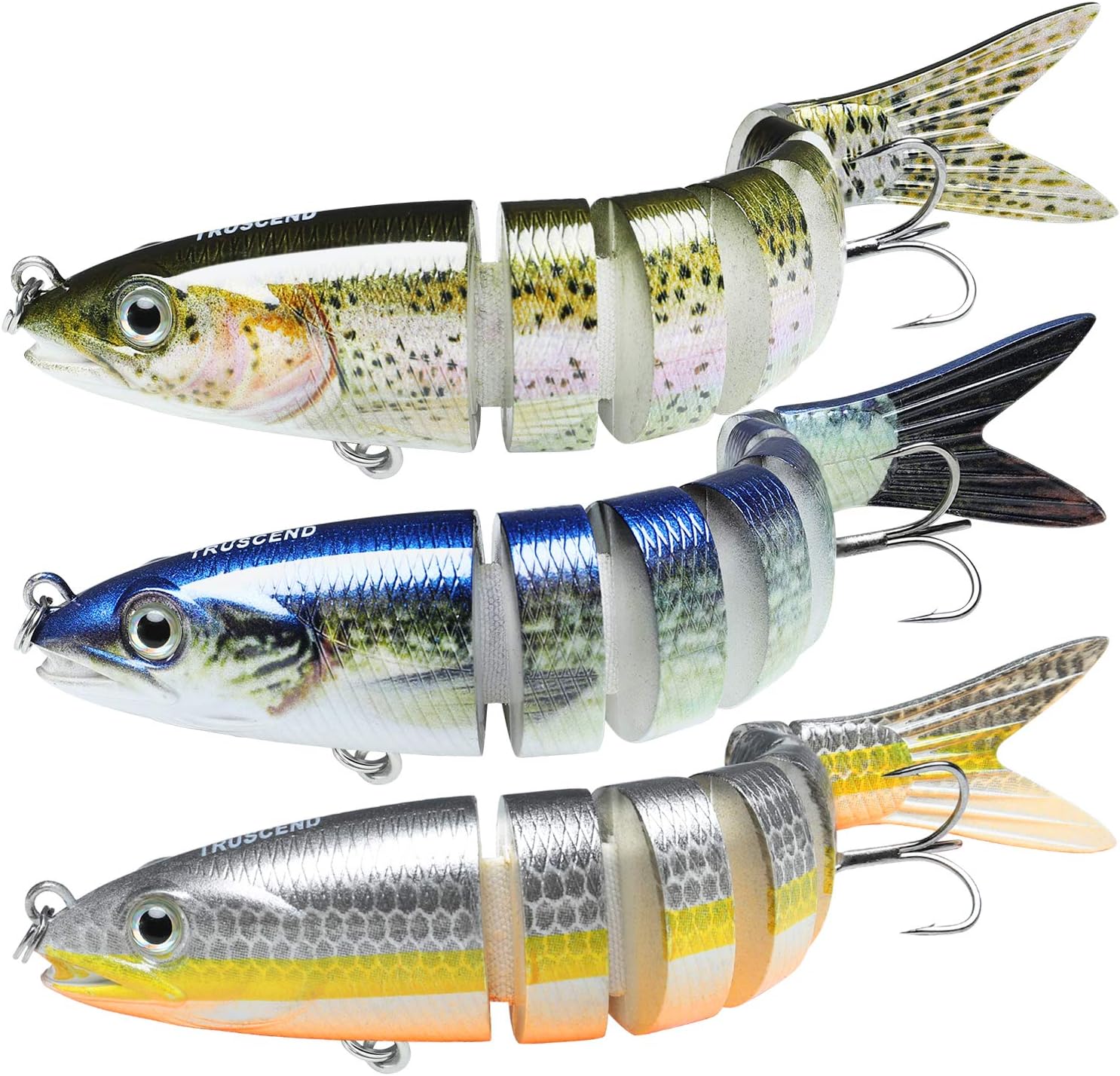 TRUSCEND Swimmax Fishing Lures with BKK Hook – Easy Catch: Wiggling, Vibrating, Rattling Gurgling, Heavy-Duty Dyneema Fiber Jointed Swimbaits for Bass, Trout, Walleye, Crappie–Ideal for Family Fishing