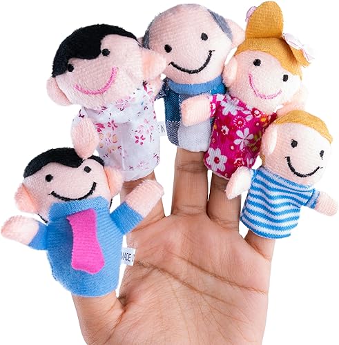 Miniatura 2 de Mini abuelos mamá y papá hermano y hermana marionetas de dedo de familia para niños espectáculos recreación colegios - 6 piezas