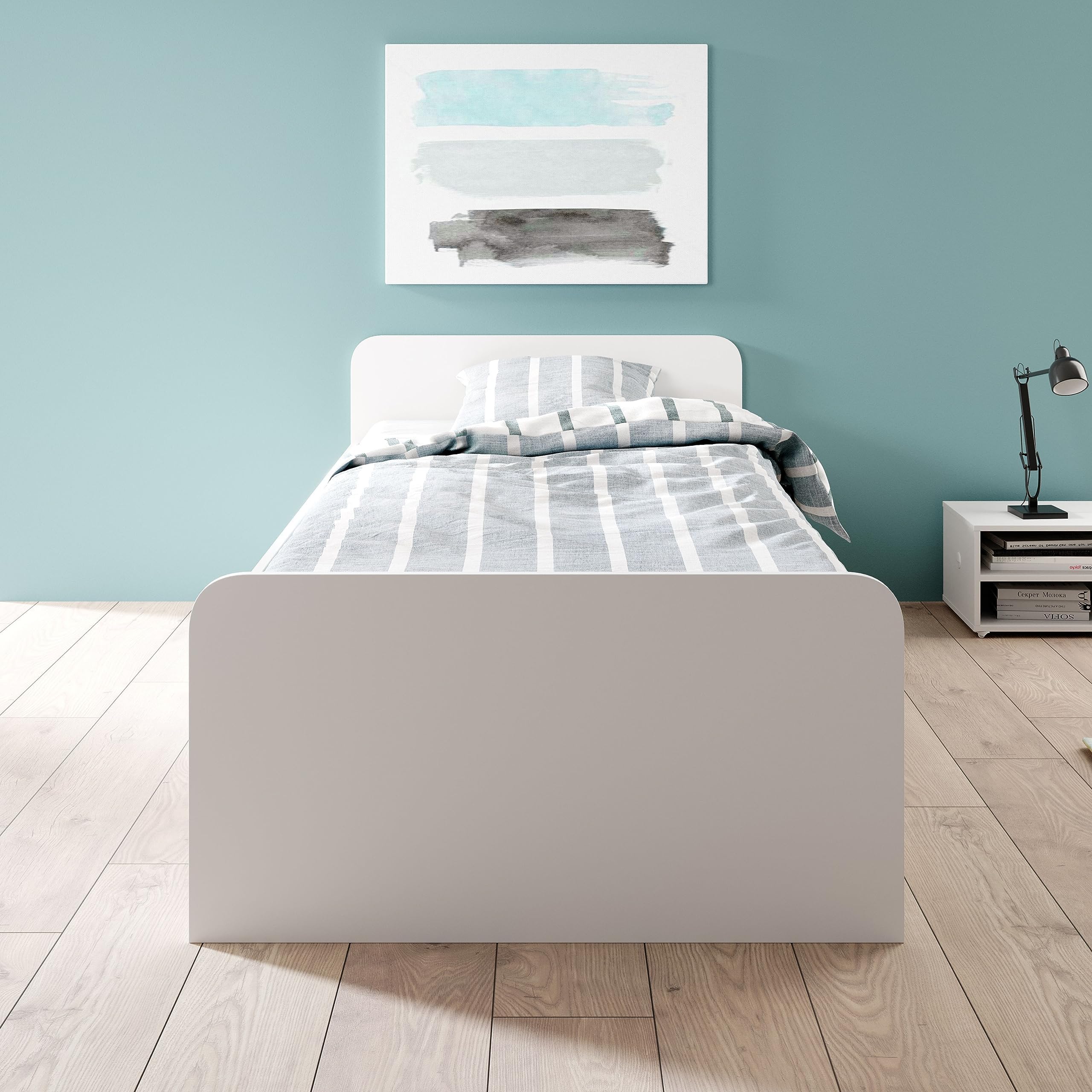 Boro Modernes Einzelbett mit 3X Schubkästen 90 x 200 cm - Praktisches Jugendzimmer Kojenbett in Weiß - 95 x 66 x 204 cm (B/H/T)