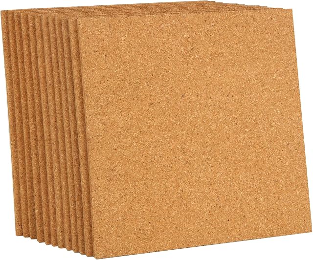 MIVIDE 10PCS Square Cork Board for Walls, Self Adhesive Cork Tile Boards, Small Wall Bulletin Boards for Pictures, Photos, Drawing Display(210x210x6MM)