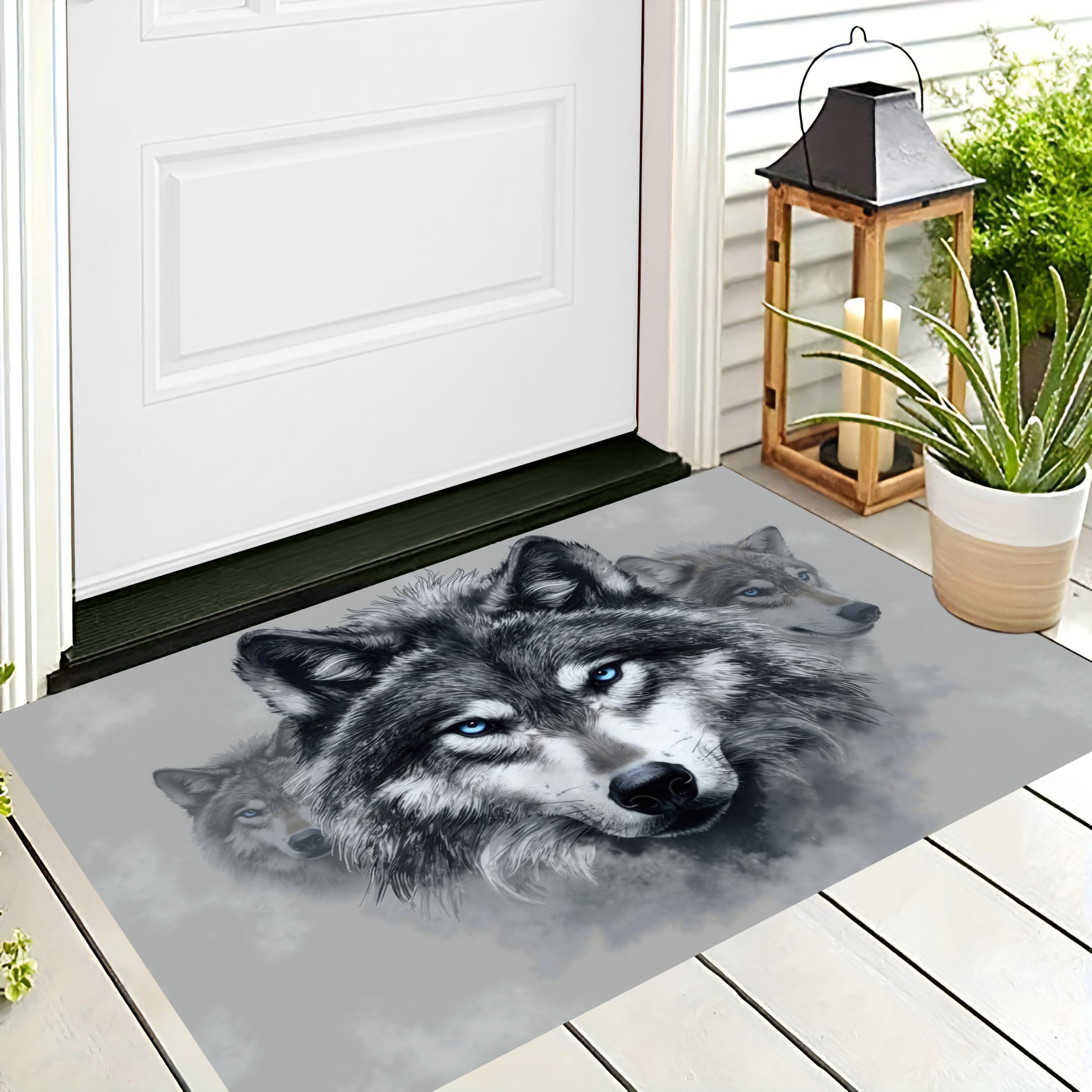Tapis De Sol Absorbantes Meute de Loups 90x150, Lavable en Machine et Totalement Antidérapant