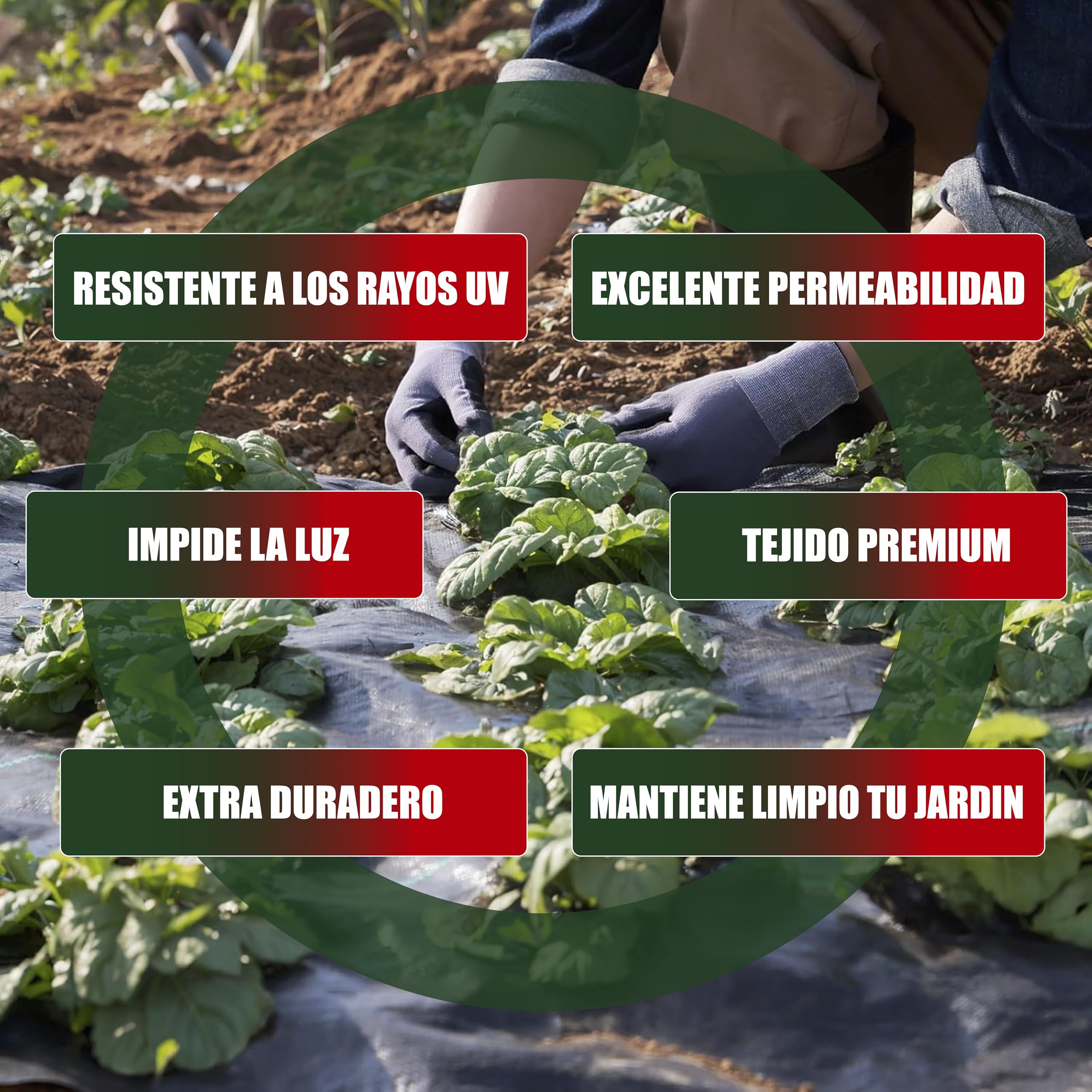 Malla Antihierbas Premium 1x50m, 130g/m² - Ultra Resistente. Varios Tamaños. Alta Estabilización UV, Permeable y Transpirable - contra Las Malas Hierbas. Geotextil para Jardín y Terraza.