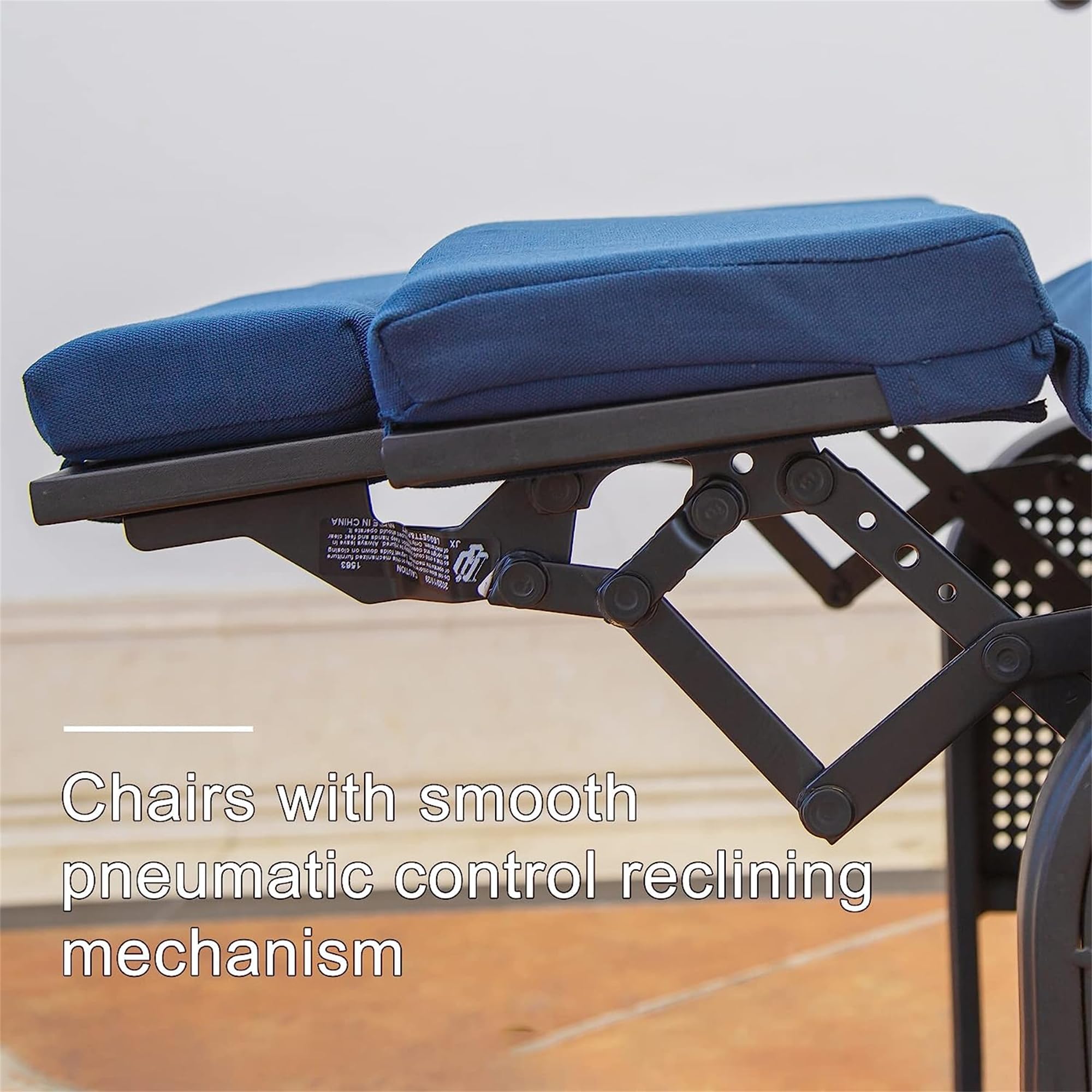 GOWE Patio Recliner Chair with Cushions,Outdoor Adjustable Lounge Chair,Reclining Patio Chairs with Strong Extendable Metal Frame for Reading,Garden,Lawn (Blue, 1 Chair)