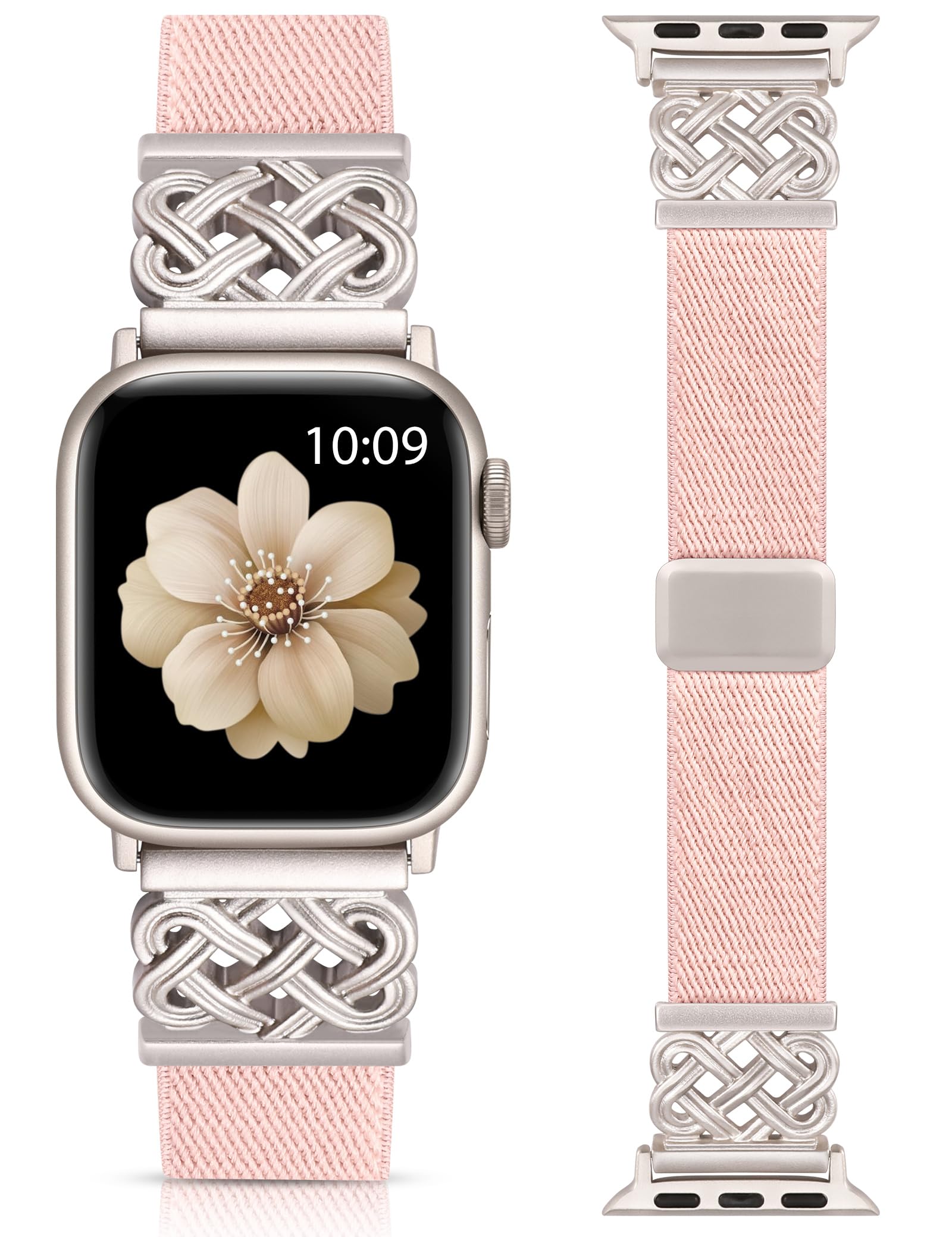 Minyee Magnetic Stretchy Band Compatible with Apple Watch Bands 38/40/41/42/44/45/46/49mm Women Men, Celtic Knot Soft Elastic Nylon Fabric Strap for iWatch Series 11 10 9 8 7 6 5 4 SE/Ultra 3 2 1 — view 22