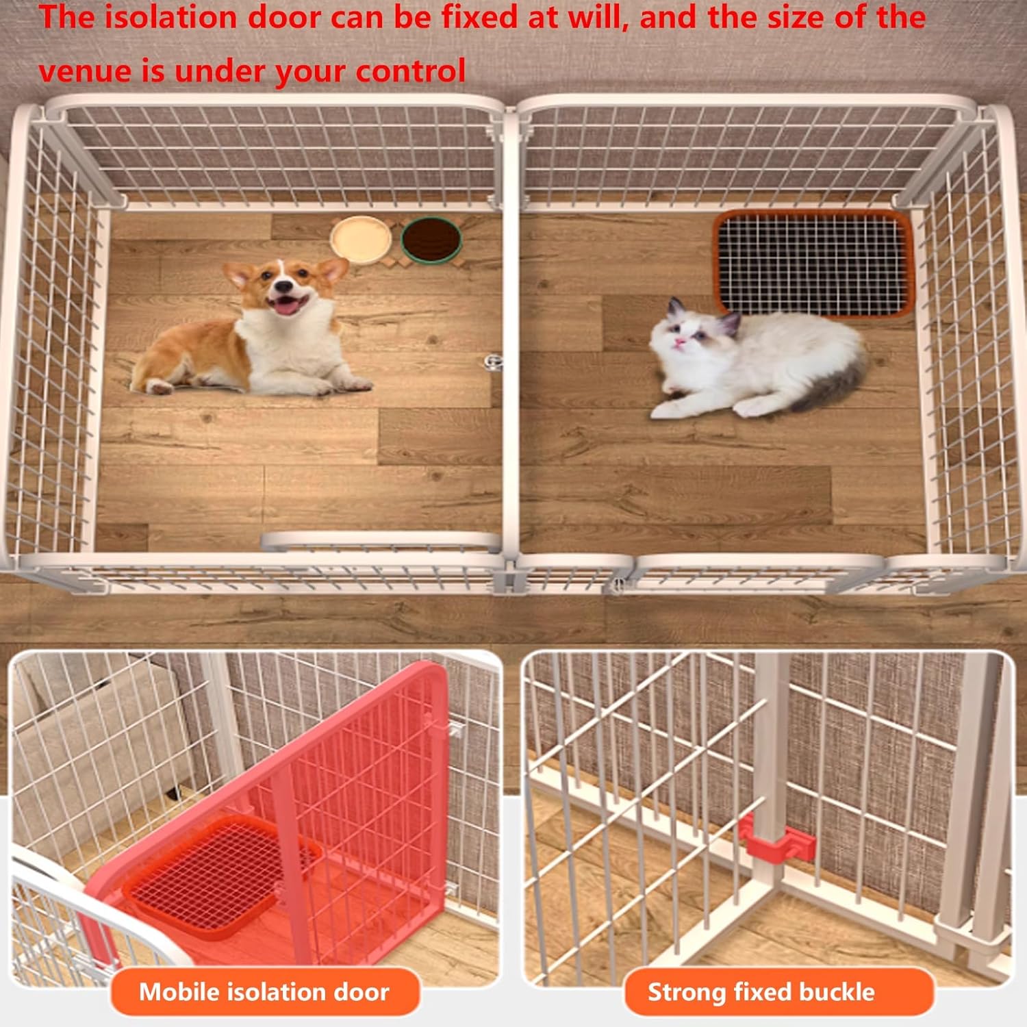 Detachable Metal Puppy Playpen - Safe & Sturdy Indoor Pet Fence with Separate Toilet Area, Portable Exercise Panels for Small Animals, Black, 120x60x70cm
