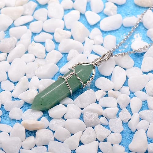 Vista 22 de White Quartz Mineral Stone Point Wire Wrapped Healing Crystal Pendant Necklace