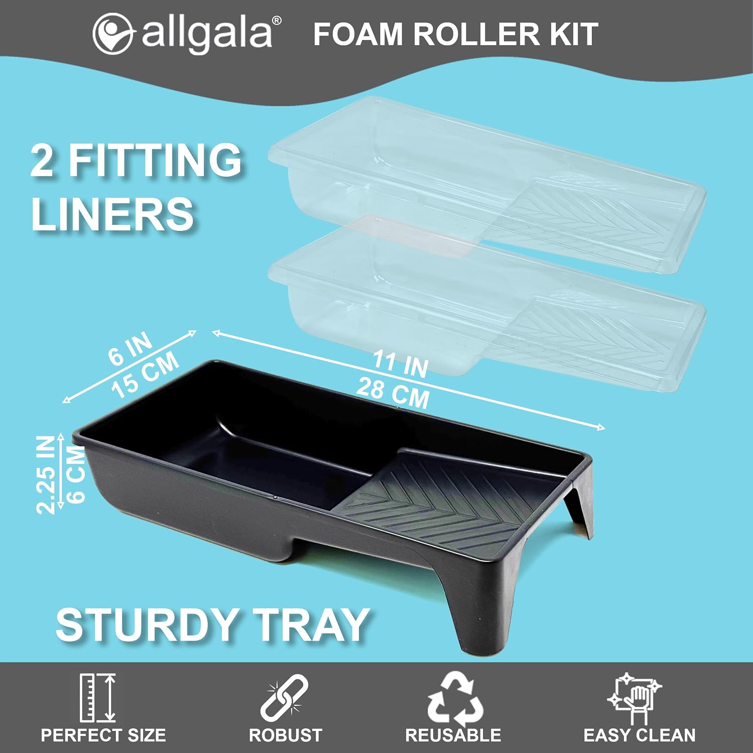 Allgala Foam Paint Roller Kit, 9 Pack 4 inch Mini High Density Foam Paint Roller Covers, Frame, Tray, for Trim Wall Funiture Doors Cabinets, Cupboards