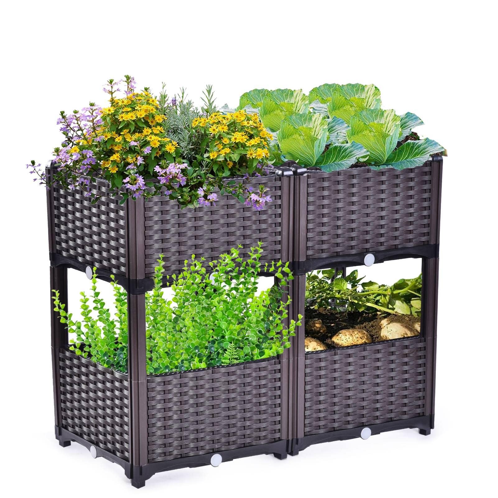 Buy CosHall Set of 4 Garden Raised Bed Elevated Patio Flower er Box PP
