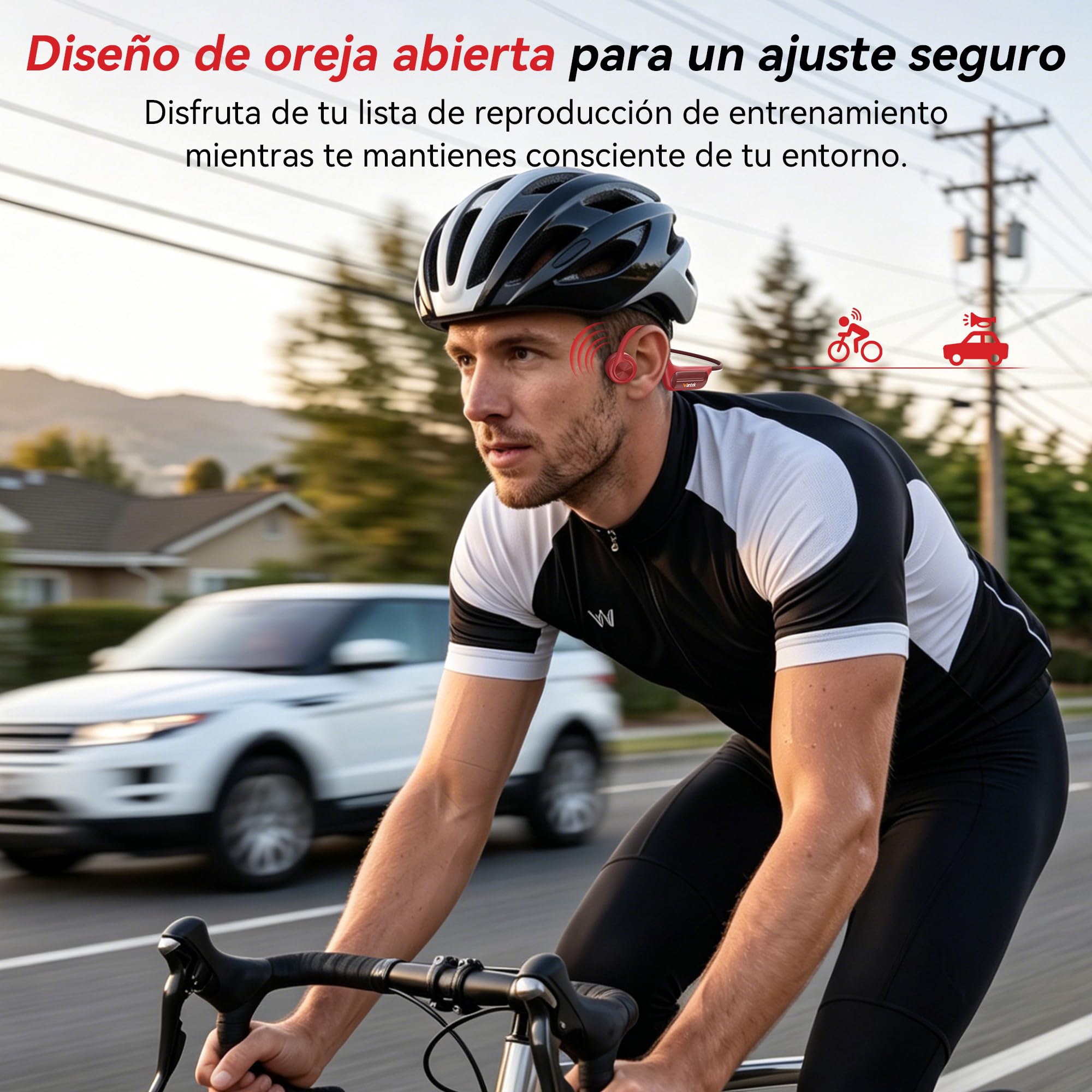 Wantek Auriculares de Conducción Ósea IP68 Impermeables para Natación, Bluetooth 5.3 con MP3 Integrado de 32GB, Auriculares Deportivos Open Ear para Nadar, Correr, Ciclismo y Fitness, 8H