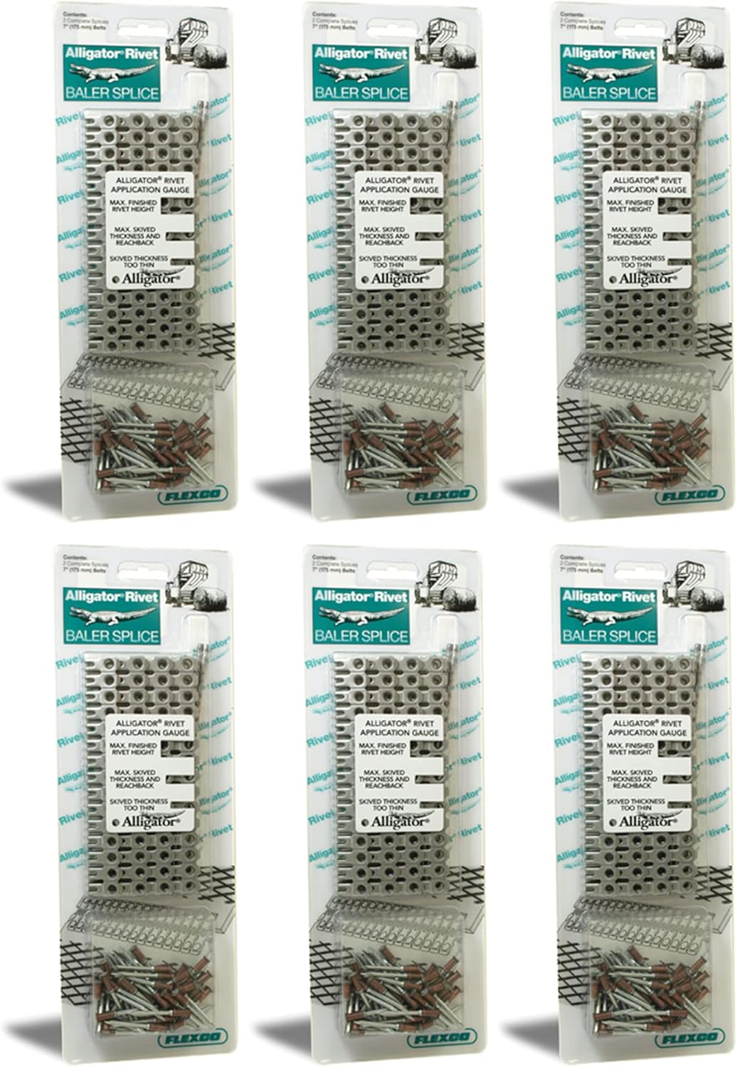 Apache 25085381 Stainless Steel Self Setting Alligator 7 Inch Rivet Belt Fasteners with Pins and Splices (12 Pack)