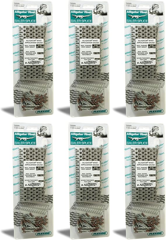 Apache 25085381 Stainless Steel Self Setting Alligator 7 Inch Rivet Belt Fasteners with Pins and Splices (12 Pack)