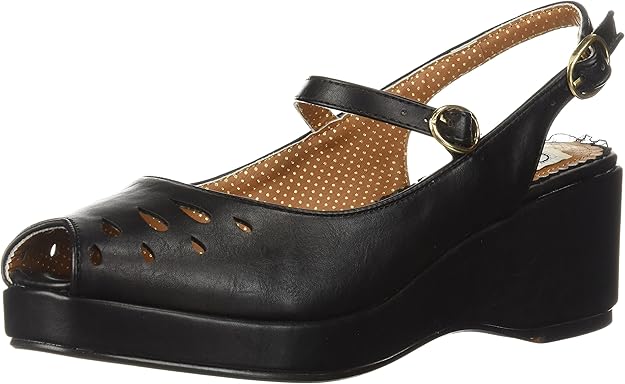 Rockabilly Shoes- Heels, Pumps, Boots, Flats Bettie Page Womens Bp242-faye Wedge Sandal  AT vintagedancer.com